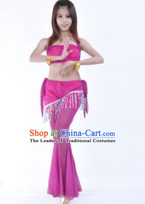 Traditional Indian Belly Dance Training Clothing India Oriental Dance Rosy Outfits for Women