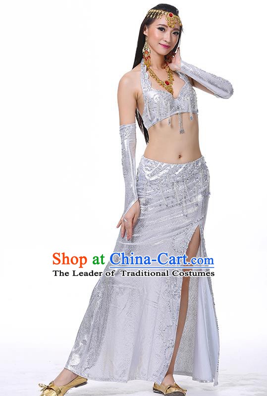 Traditional Oriental Dance Performance White Dress Indian Belly Dance Costume for Women