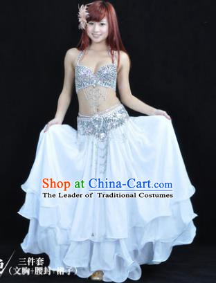 Traditional Indian Bollywood Belly Dance White Dress India Oriental Dance Costume for Women