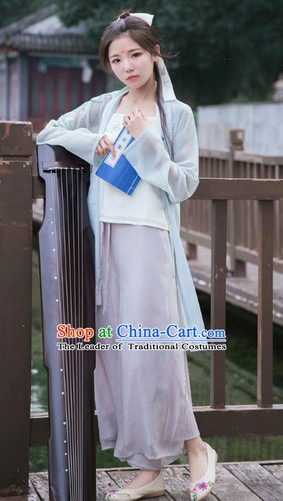 Traditional Chinese Ancient Song Dynasty Young Lady Costume Embroidered Blouse and Pants for Women