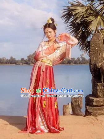 Traditional Chinese Ancient Tang Dynasty Palace Princess Embroidered Dress for Women