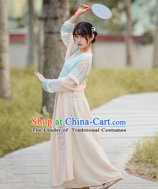 Chinese Ancient Tang Dynasty Court Lady Embroidered Dress Costumes for Women