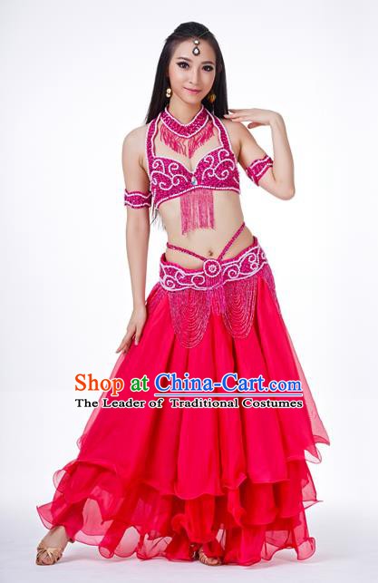 Traditional Oriental Dance Costume Indian Belly Dance Rosy Dress for Women