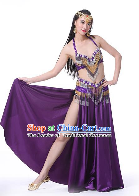 Indian Traditional Oriental Bollywood Dance Purple Dress Belly Dance Sexy Costume for Women