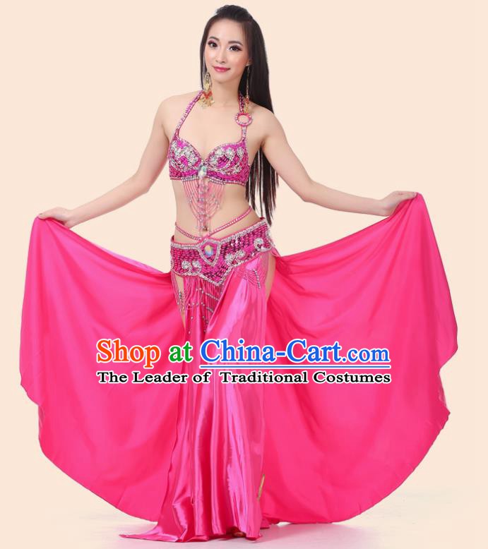 Asian Indian Traditional Costume Oriental Dance Rosy Dress Belly Dance Stage Performance Clothing for Women