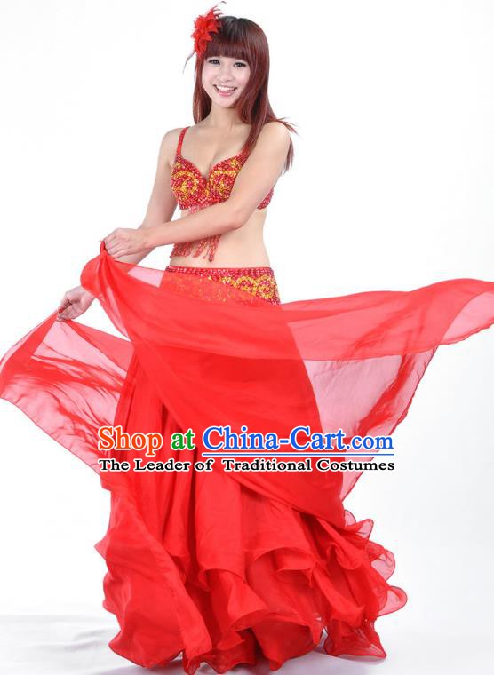 Indian Traditional Bollywood Belly Dance Costume Classical Oriental Dance Red Dress for Women