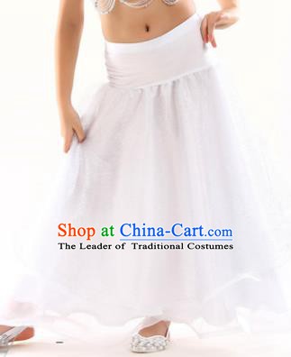 Indian Traditional Belly Dance Performance Costume White Skirt Classical Oriental Dance Clothing for Kids