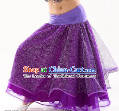 Indian Traditional Belly Dance Performance Costume Purple Skirt Classical Oriental Dance Clothing for Kids