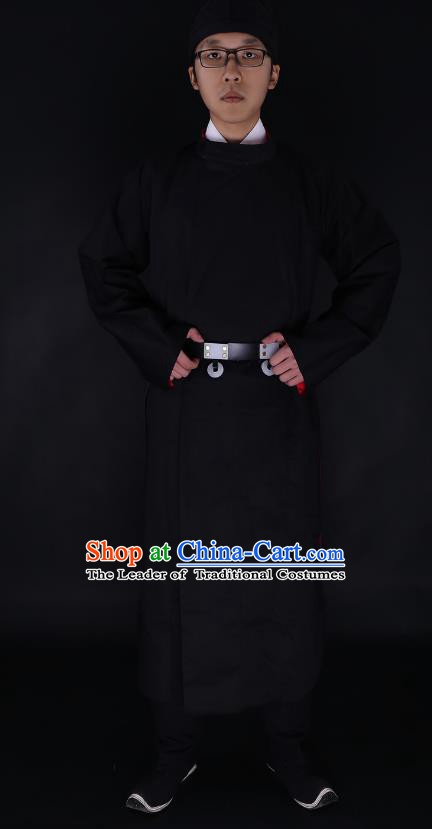 Chinese Ancient Tang Dynasty Imperialbodyguard Costume Black Robe Swordsman Hanfu Clothing for Men