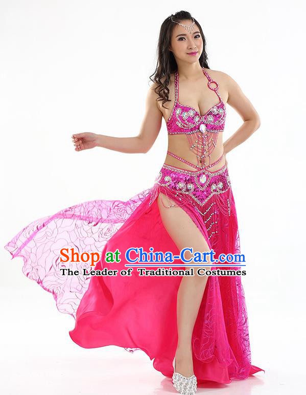 Top Grade Bollywood Belly Dance Rosy Dress Indian Raks Sharki Oriental Dance Clothing for Women