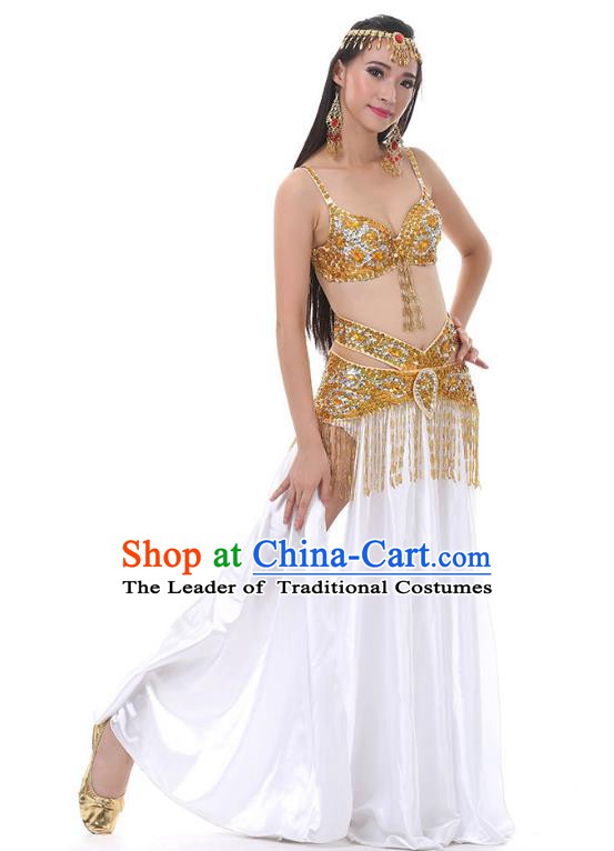 Traditional Bollywood Belly Dance Sexy White Dress Indian Oriental Dance Costume for Women