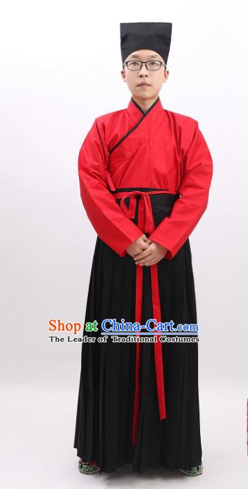 Chinese Ancient Han Dynasty Scholar Costume Confucianist Hanfu Clothing for Men