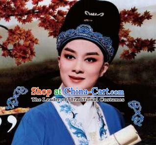 Traditional Chinese Beijing Opera Scholar Young Men Black Hats Peking Opera Niche Headwear