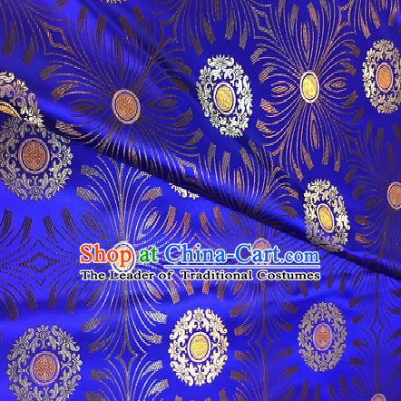 Chinese Traditional Fabric Mongolian Robe Blue Brocade Chinese Fabric Asian Tibetan Robe Material