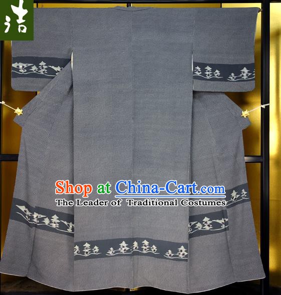 Japanese Traditional Male Kimono Clothing Grey Haori Kimonos Yukata Robe for Men