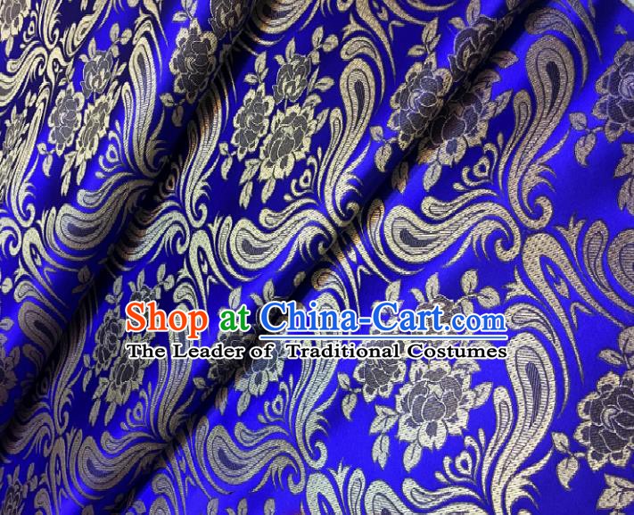 Chinese Traditional Fabric Tang Suit Mongolian Robe Royalblue Brocade Chinese Fabric Asian Cheongsam Material