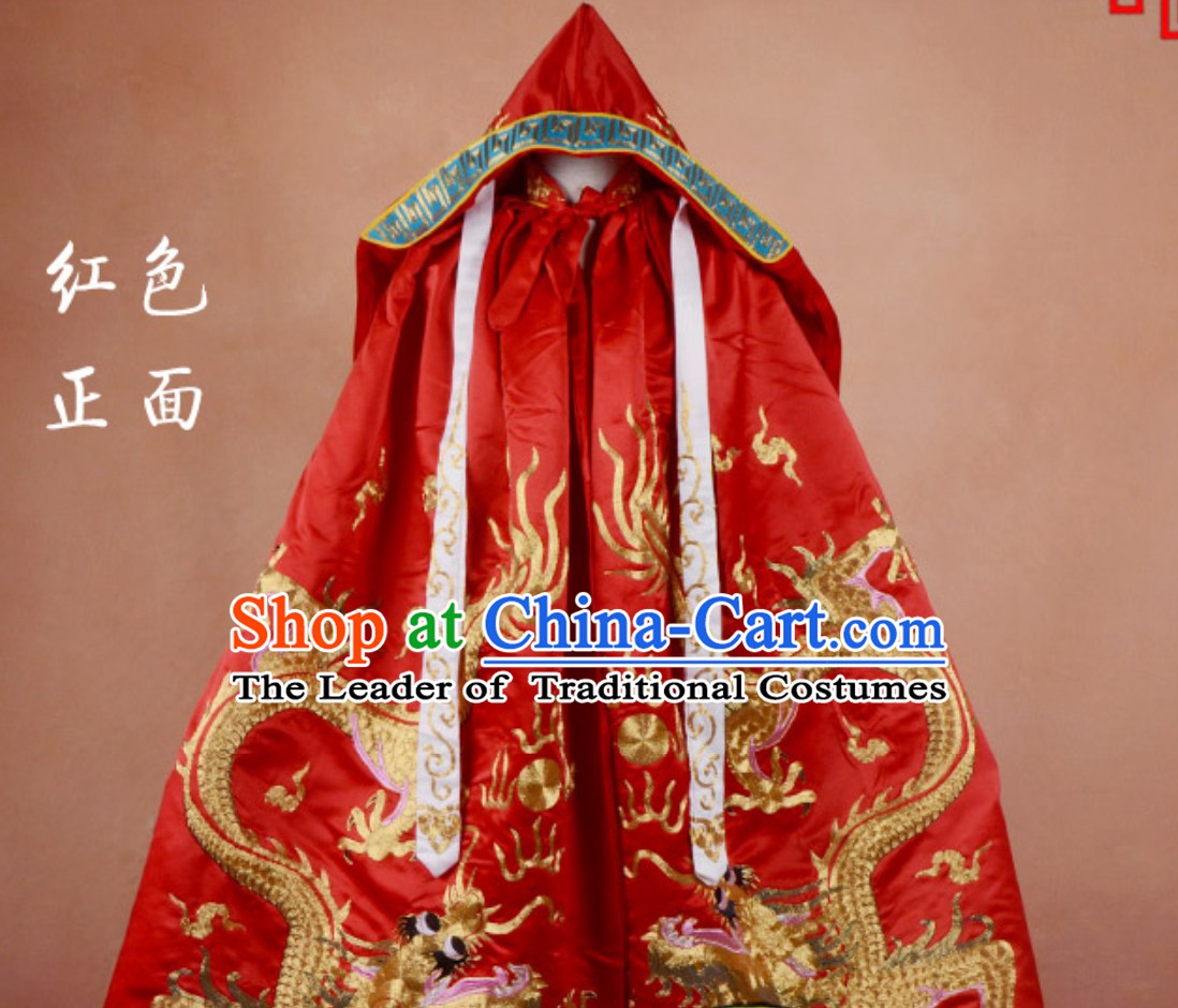 Ancient Classic Emperor Winter Coat Dragon Mantle Cape for Men