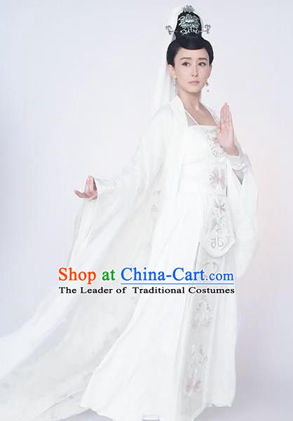 Chinese Ancient Theatre Goddess of Mercy Embroidered Costume for Women