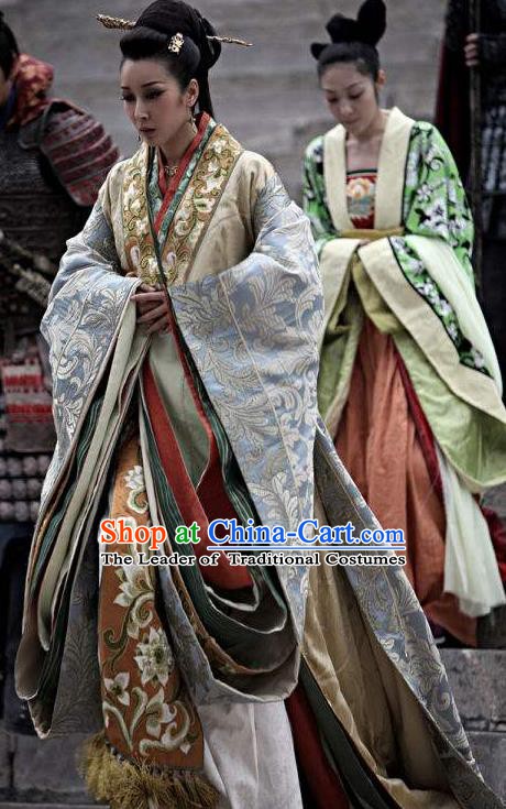 Chinese Ancient Spring and Autumn Period Theatre Princess Embroidered Costumes Complete Set for Women