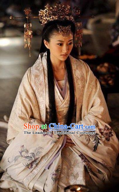 Chinese Ancient Han Dynasty Theatre Princess Hanfu Costume and Headpiece Complete Set