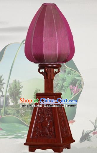 Handmade Traditional Chinese Lantern Desk Lamp Purple Silk Lanern New Year Lantern