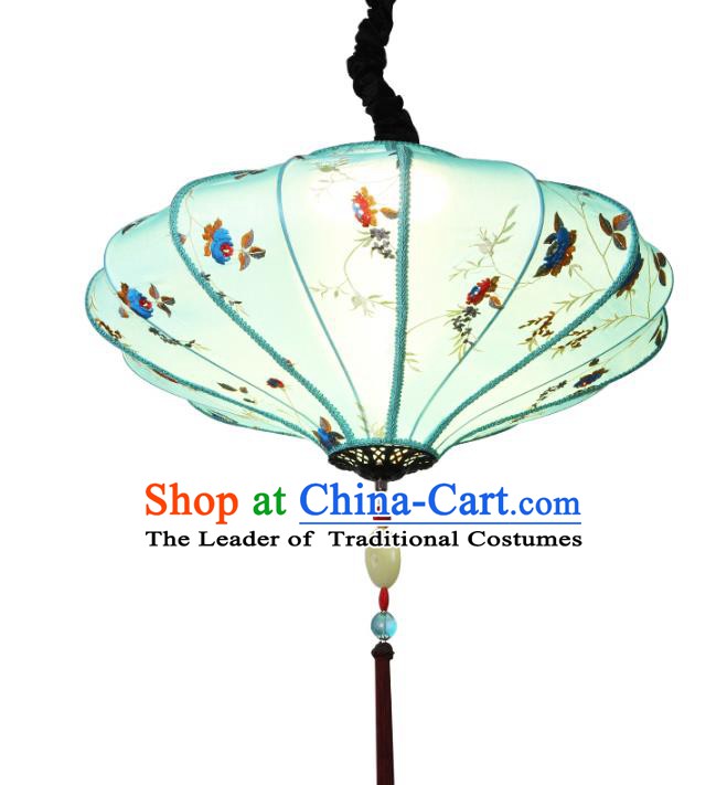 Traditional Chinese Ancient Palace Lantern Embroidered Lotus Ceiling Lanterns Hanging Lanern