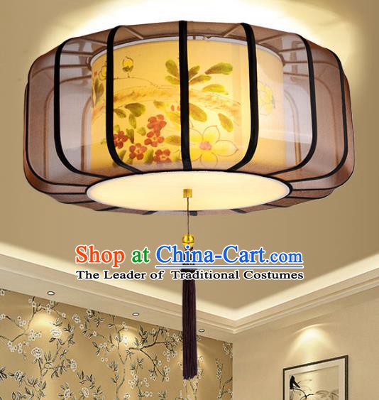 Traditional Chinese Palace Lantern Painting Sheepskin Ceiling Lamp Ancient Lanern