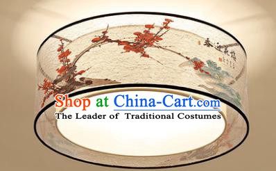 Traditional Chinese Handmade Printing Wintersweet Round Lantern Classical Lamp Ancient Palace Ceiling Lanern