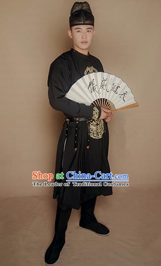 Ancient Chinese Tang Dynasty Imperial Bodyguard Swordsman Embroidered Costume for Men