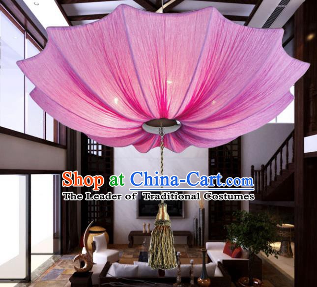 Asian China Traditional Handmade Lantern Red Lotus Umbrella Lanterns Ceiling Lamp Ancient Palace Lanern