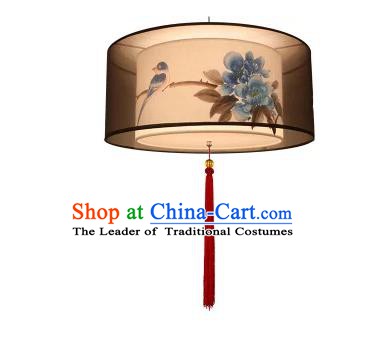 Traditional China Handmade Lantern Ancient Printing Birds Flowers Hanging Lanterns Palace Ceiling Lamp