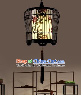 Traditional China Handmade Lantern Ancient Iron Birdcage Hanging Lanterns Palace Ceiling Lamp