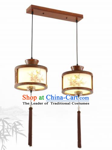 China Traditional Handmade Lantern Ancient Hanging Two-pieces Lanterns Palace Ceiling Lamp