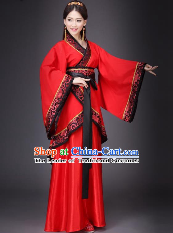 Chinese Ancient Princess Wedding Costume Han Dynasty Bride Embroidered Hanfu Dress for Women