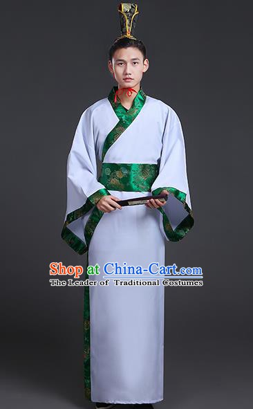 Chinese Ancient Han Dynasty Prince Costume Scholar Embroidered Hanfu Clothing for Men