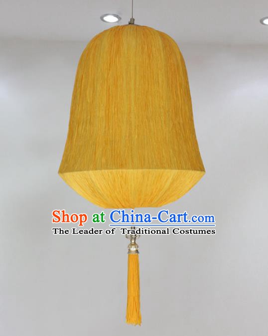 Traditional China Handmade Yellow Lantern Ancient Hanging Lanterns Palace Ceiling Lamp