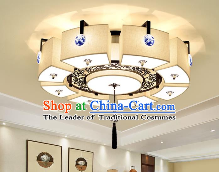 Traditional China Handmade Blue and White Porcelain Lantern Ancient Lanterns Palace Ceiling Lamp