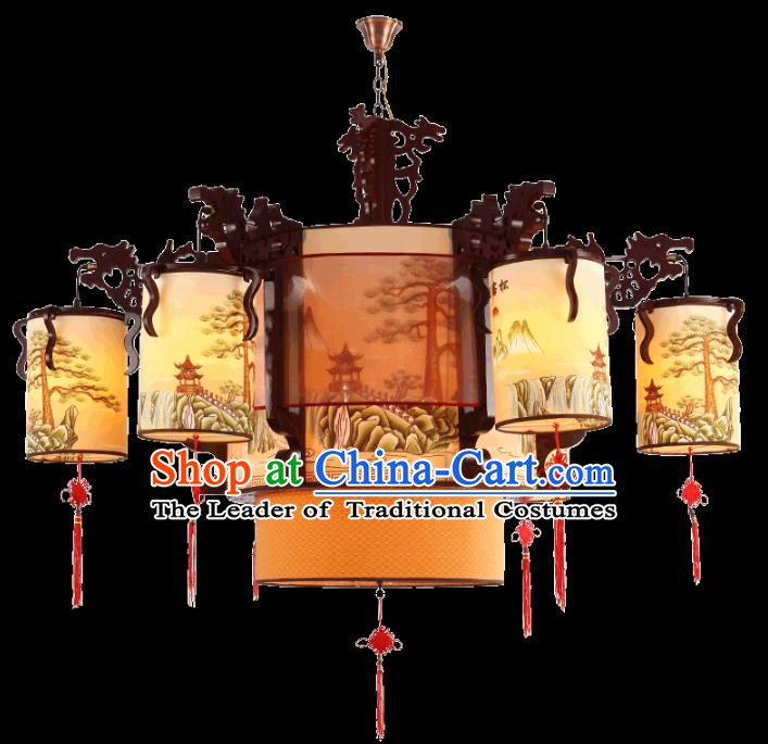 China Handmade Ceiling Lantern Traditional Wood Lanterns Palace Hanging Lamp