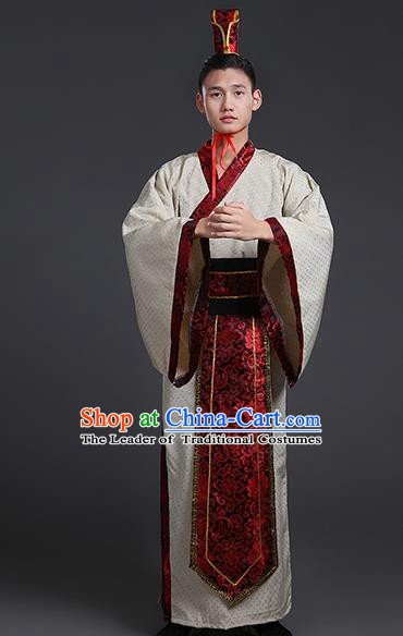 Chinese Ancient Han Dynasty Swordsman Costume Theatre Performances Clothing for Men