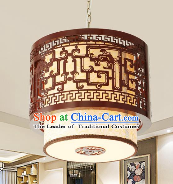 Asian China Handmade Wood Carving Ceiling Lantern Traditional Ancient Parchment Hanging Lamp Palace Lanterns