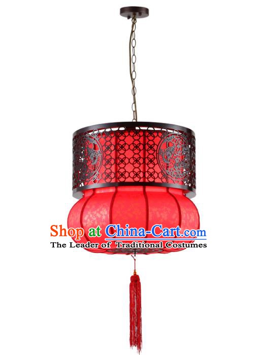 Asian China Handmade New Year Red Lantern Traditional Ancient Ceiling Lamp Hanging Palace Lanterns