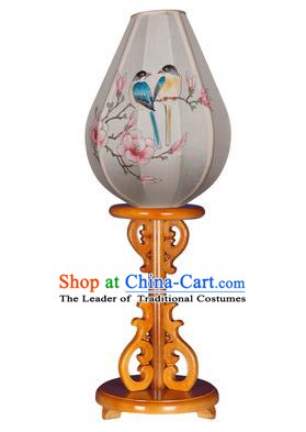 Asian China Handmade Printing Birds Flowers Lanterns Traditional Ancient Desk Palace Lantern