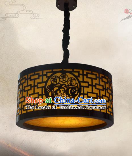 Chinese Handmade Palace Lantern Traditional Hanging Lantern Wood Carving Fish Ceiling Lamp Ancient Lanterns