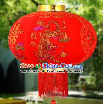 Chinese Handmade Dragon and Phoenix Palace Lanterns Traditional New Year Large Red Hanging Lantern