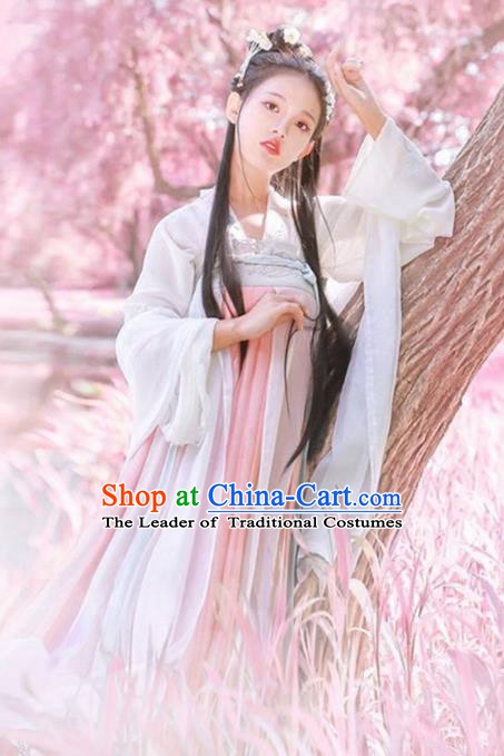 Ancient China Tang Dynasty Historical Princess Embroidered Dress Costume for Women
