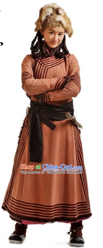 Chinese Qing Dynasty Mongolian Princess Historical Costume Ancient Palace Lady Clothing for Women