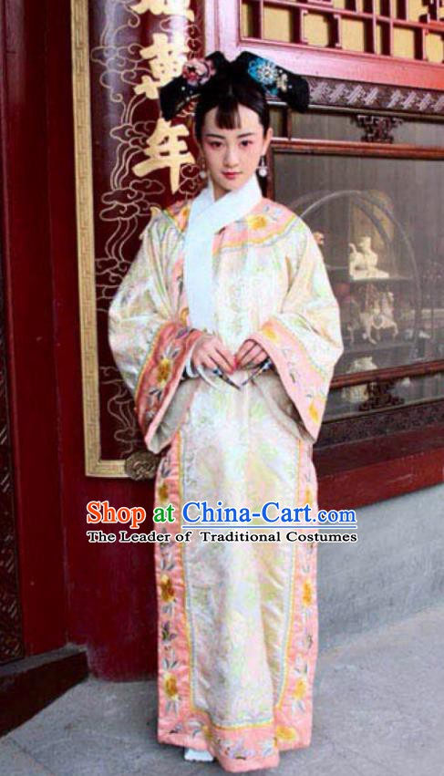 Chinese Qing Dynasty Imperial Consort Zhen of Guangxu Historical Costume Ancient Manchu Lady Clothing for Women