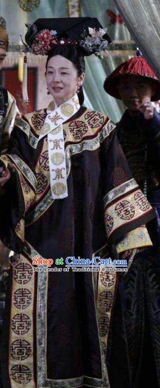 Chinese Qing Dynasty Empress Dowager of Guangxu Historical Costume Ancient Manchu Cixi Clothing for Women