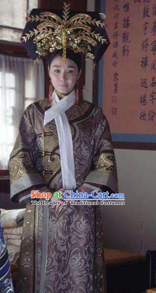 Chinese Qing Dynasty Last Empress Dowager Cixi Historical Costume Ancient Manchu Queen Mother Dress for Women