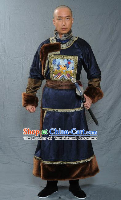 Chinese Qing Dynasty General Historical Costume Ancient Manchu Royal Highness Clothing for Men